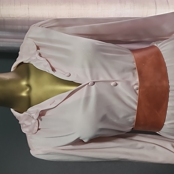 Vintage Pastel Pink Secretary Style Long Sleeve Midi Dress size S - Picture 2 of 9